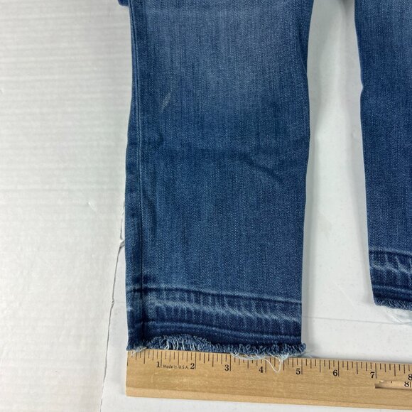 Denim Forum Jean Women 28x24 Nico Mid Rise Skinny Crop Blue Stretch Denim Tag 28 - Picture 3 of 16